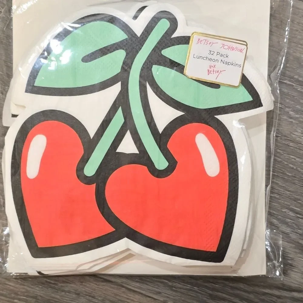 Betsey Johnson Heart Cherries Paper Plates & Napkin‎ Set